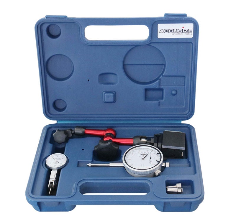 Accusize Industrial Tools 0-1'' by 0.001'' Dial Indicator, 0.03'' by 0.0005'' and 1 Magnetic Base Professional Combo, 0510-0518 - Image 2